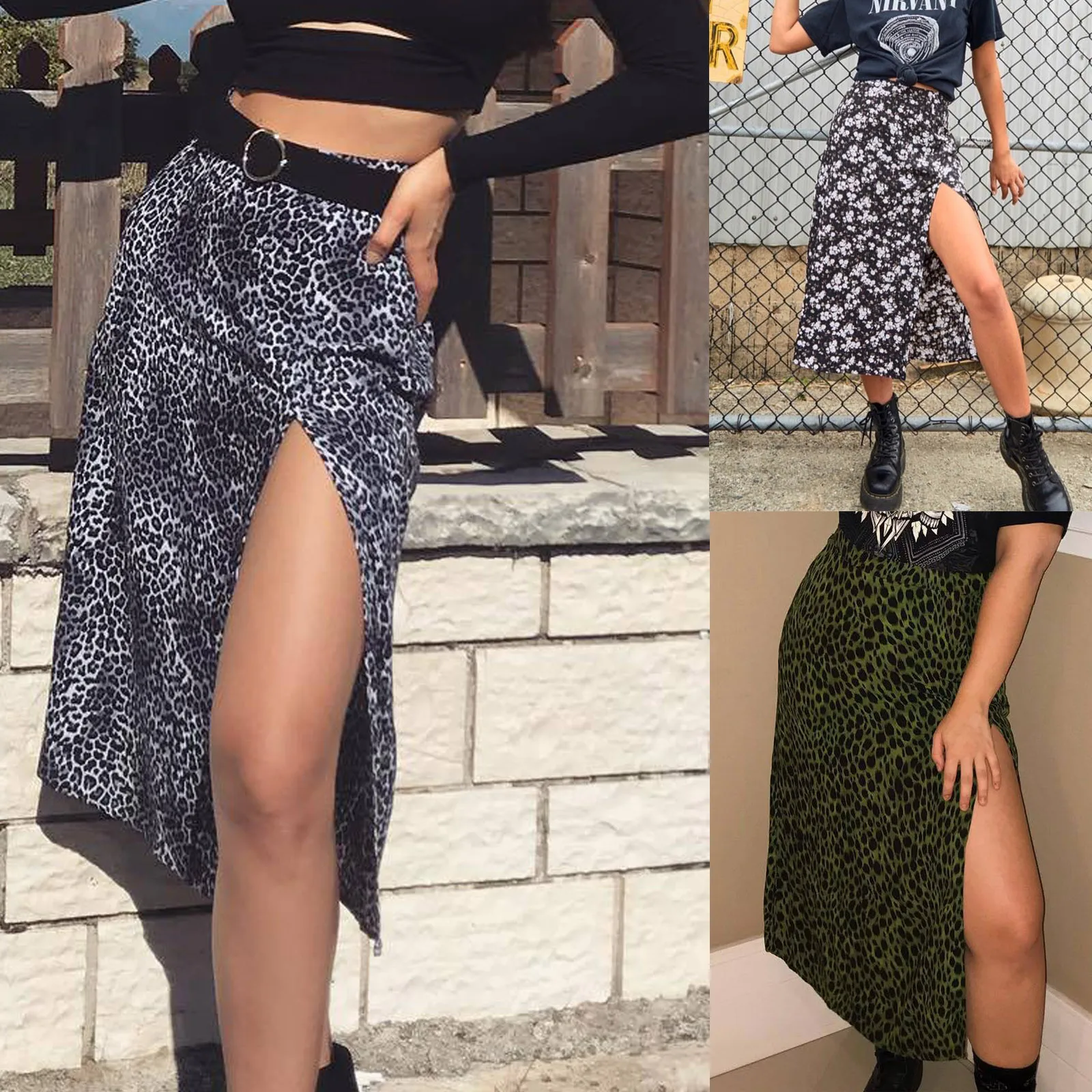 Женская юбка с леопардовым принтом модная повседневная Свободная высокой талией