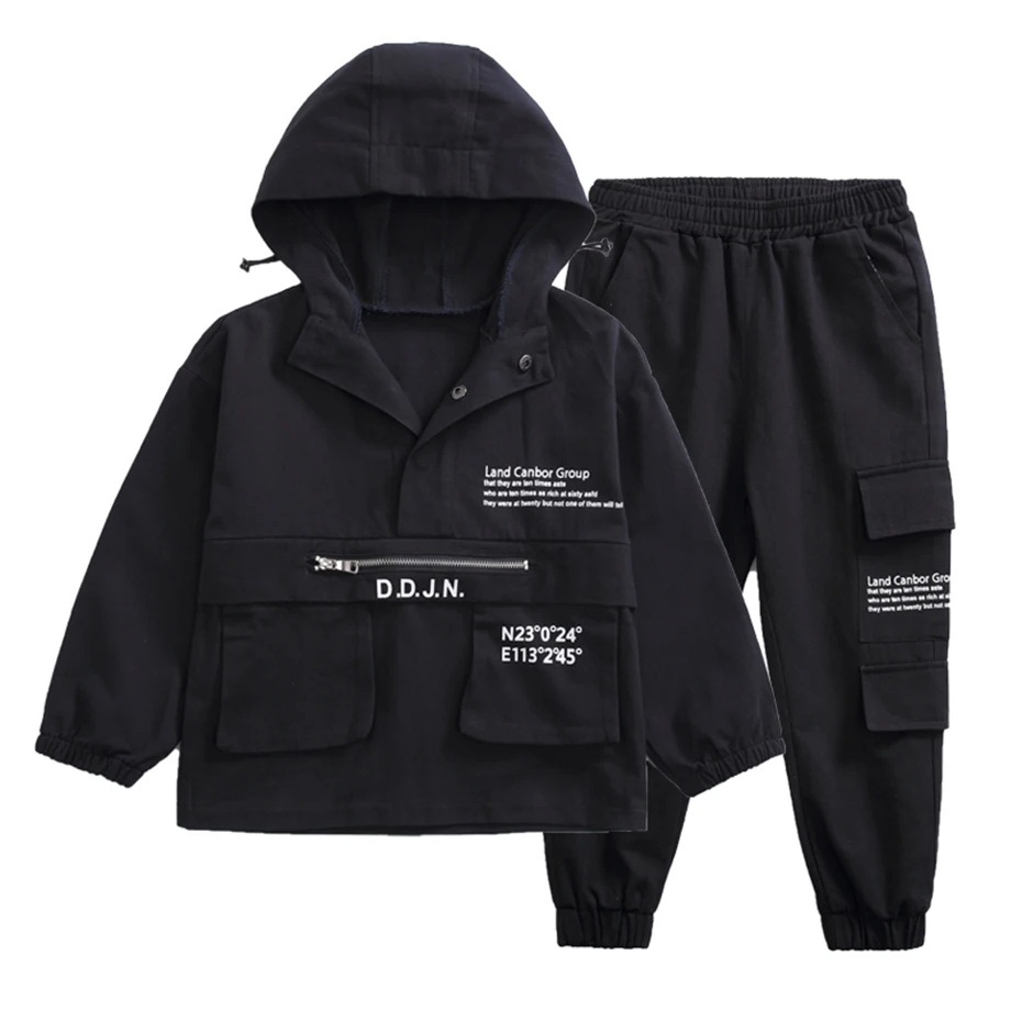 Одежда для мальчиков свободные повседневные толстовки и штаны комплект одежды с