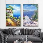 Цветочный ландшафт, плакат и принты в средиземноморском море, фотообои на холсте, картина, украшение для дома, декор комнаты