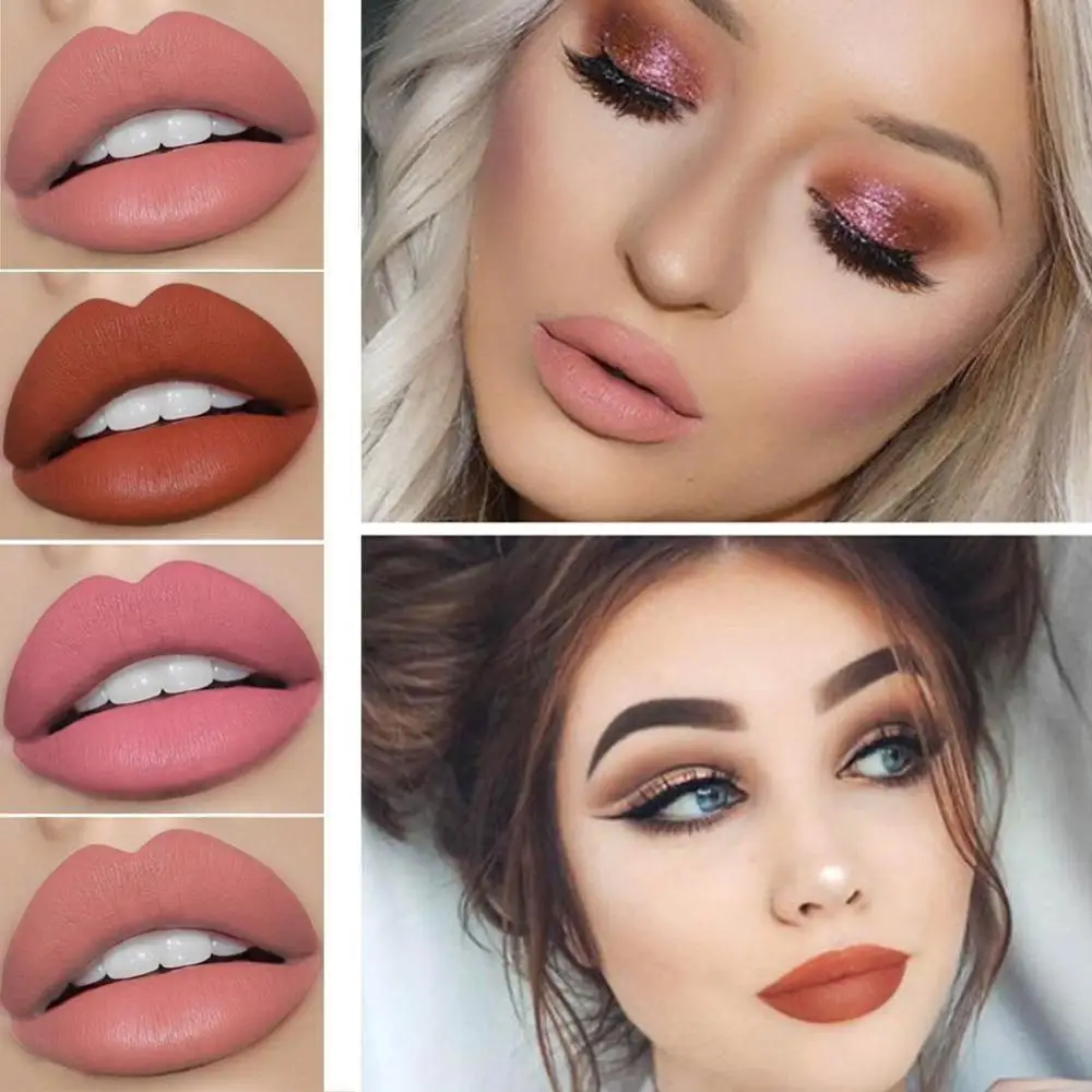 1 шт. Женская мода жидкая губная помада набор блеск для губ телесный макияж