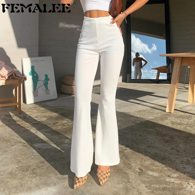 Женские широкие расклешенные брюки FEMALEE с высокой талией эластичные осенние