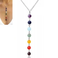 delysia king women trendy natural colorful bead pendant chakela long dress necklace