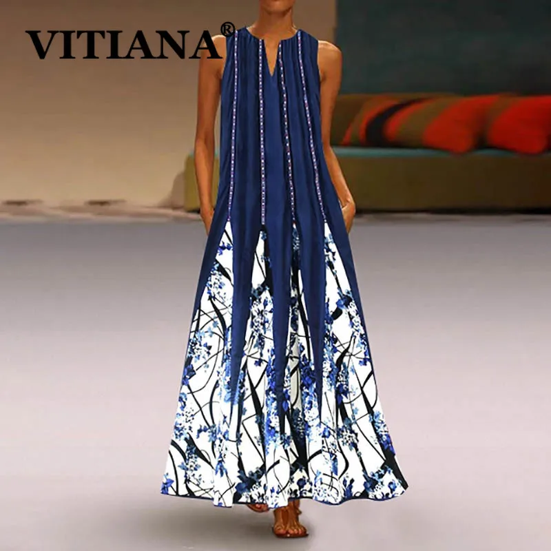 Платье VITIANA женское длинное свободного кроя винтажное вечернее повседневное