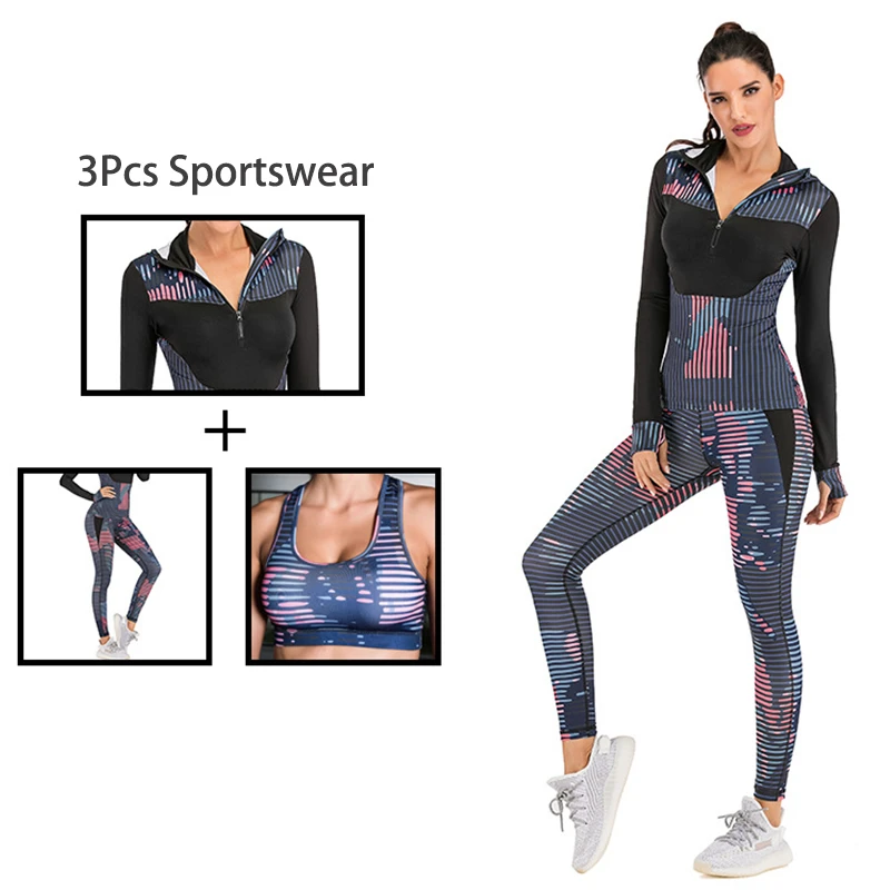 Женский комплект для йоги на молнии с капюшоном Тонкая высокоэластичная