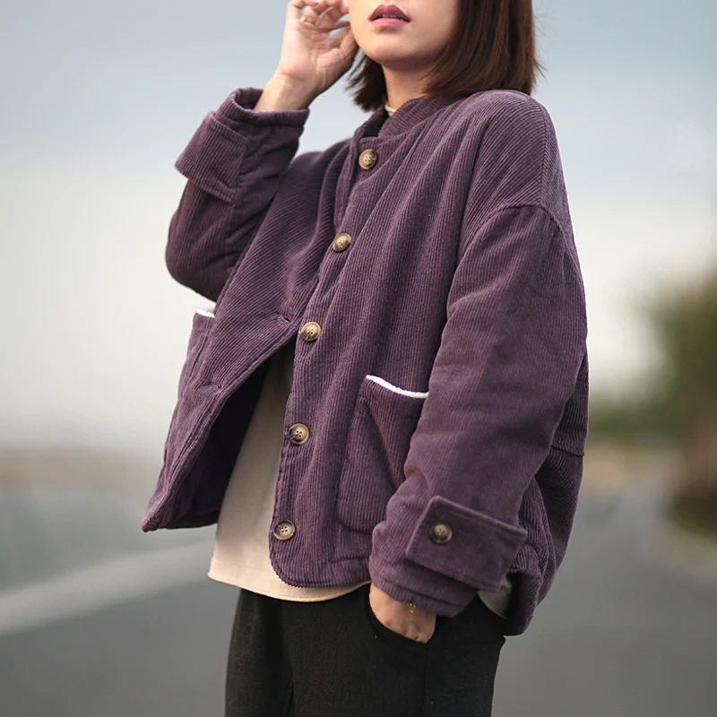 Женские фиолетовые вельветовые парки винтажная теплая парка 2019 зимние новые на