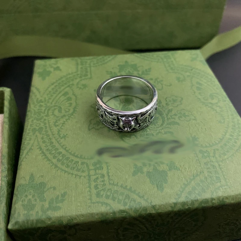 

925sterling Silver Hollow Out Flower G Couples Retro Men And Women Ring Jewelry Personality Tide Hip Hop Party Luxury Brand Gift