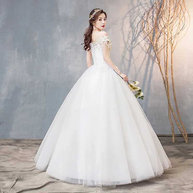 Свадебное платье Роскошные бальные платья невесты простое свадебное с вышивкой