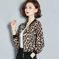 zipper baseball jackets long sleevemiddle sleeve womens summer jacket leopard print new sunscreen loose baseball uniform