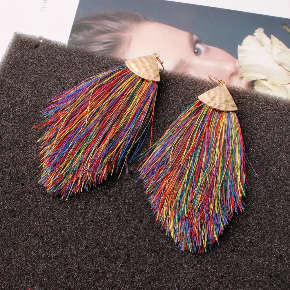 Винтажные этнические длинные висячие серьги с кисточками для женщин женские