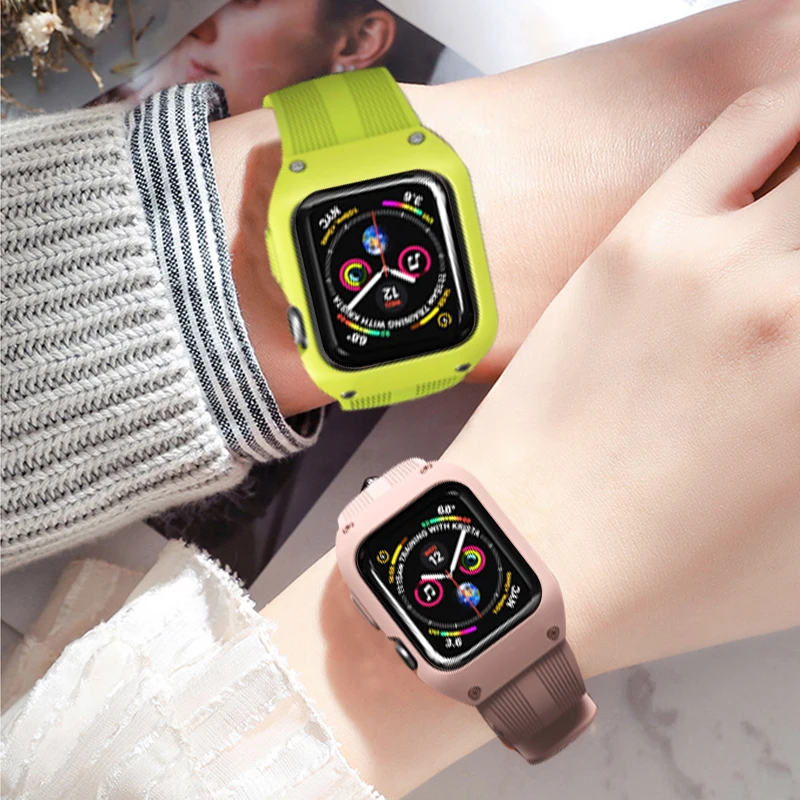Ударопрочный чехол для часов для Apple Watch серии 4 5 40 мм 44 мм защитный чехол Браслет для Apple iWatch 1 2 3