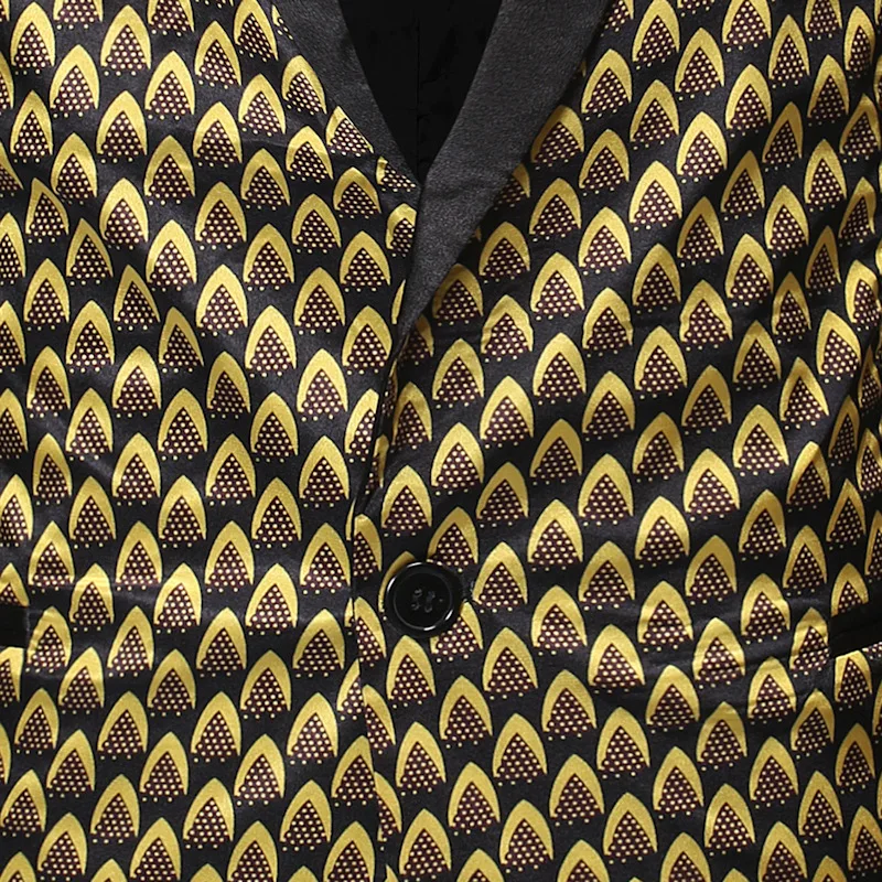 

Autumn Fashion Gold Squama Printed Mens Blazer Single Button V Neck African Blazer Coat for Men Winter Africa Male Outwear