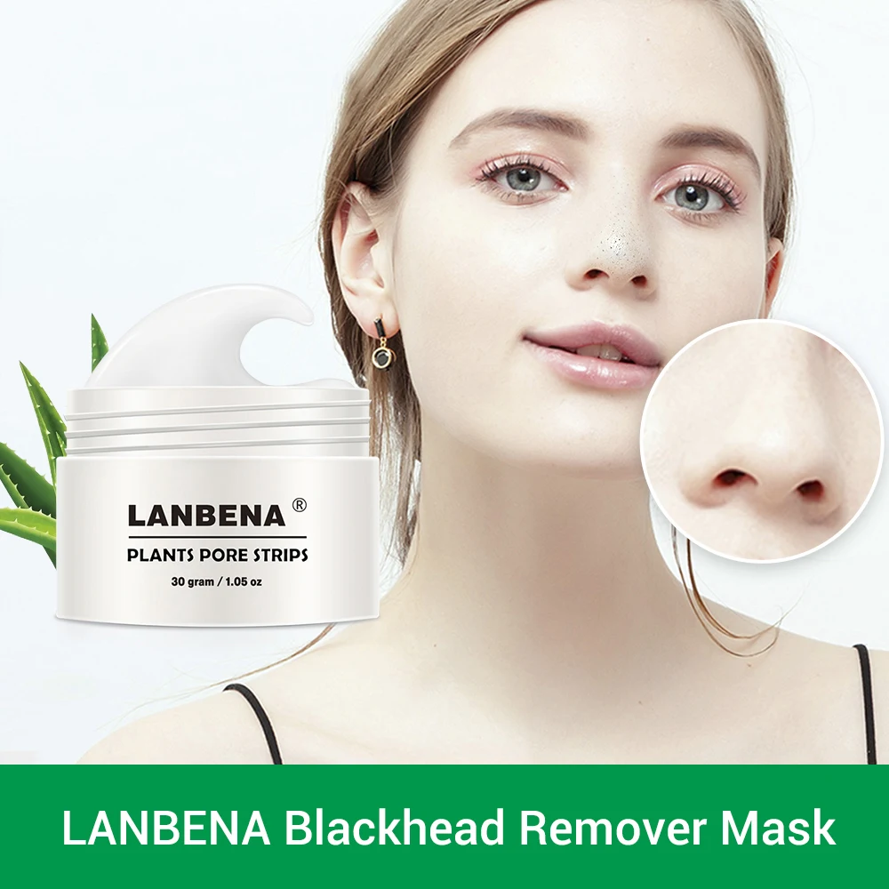LANBENA маска для удаления черных точек, пилинг, полоска пор, черная маска для лечения акне, глубокое очищение кожи, уход+ 60 шт. бумага