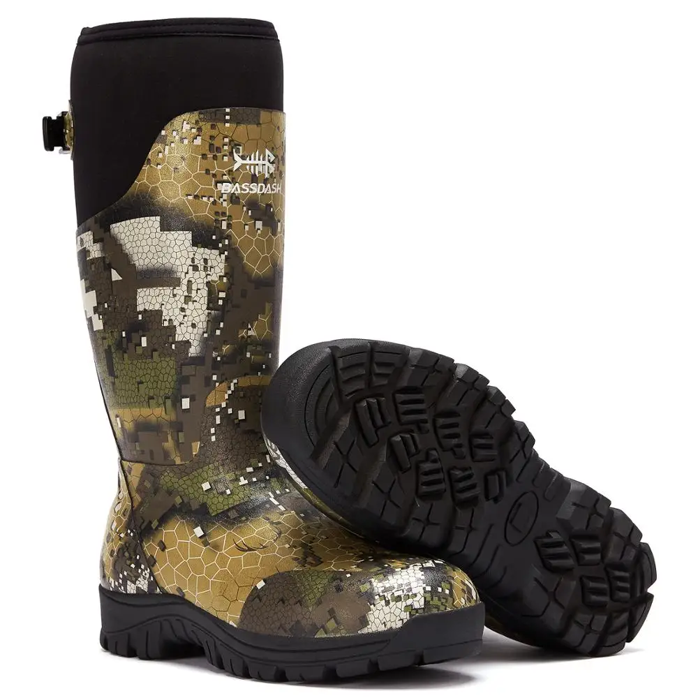 

Bassdash Explorer Desolve Veil Camo Men’s Waterproof Hunting Boots 16” Rubber Boots with 5mm Neoprene Lining Insulated 400 G