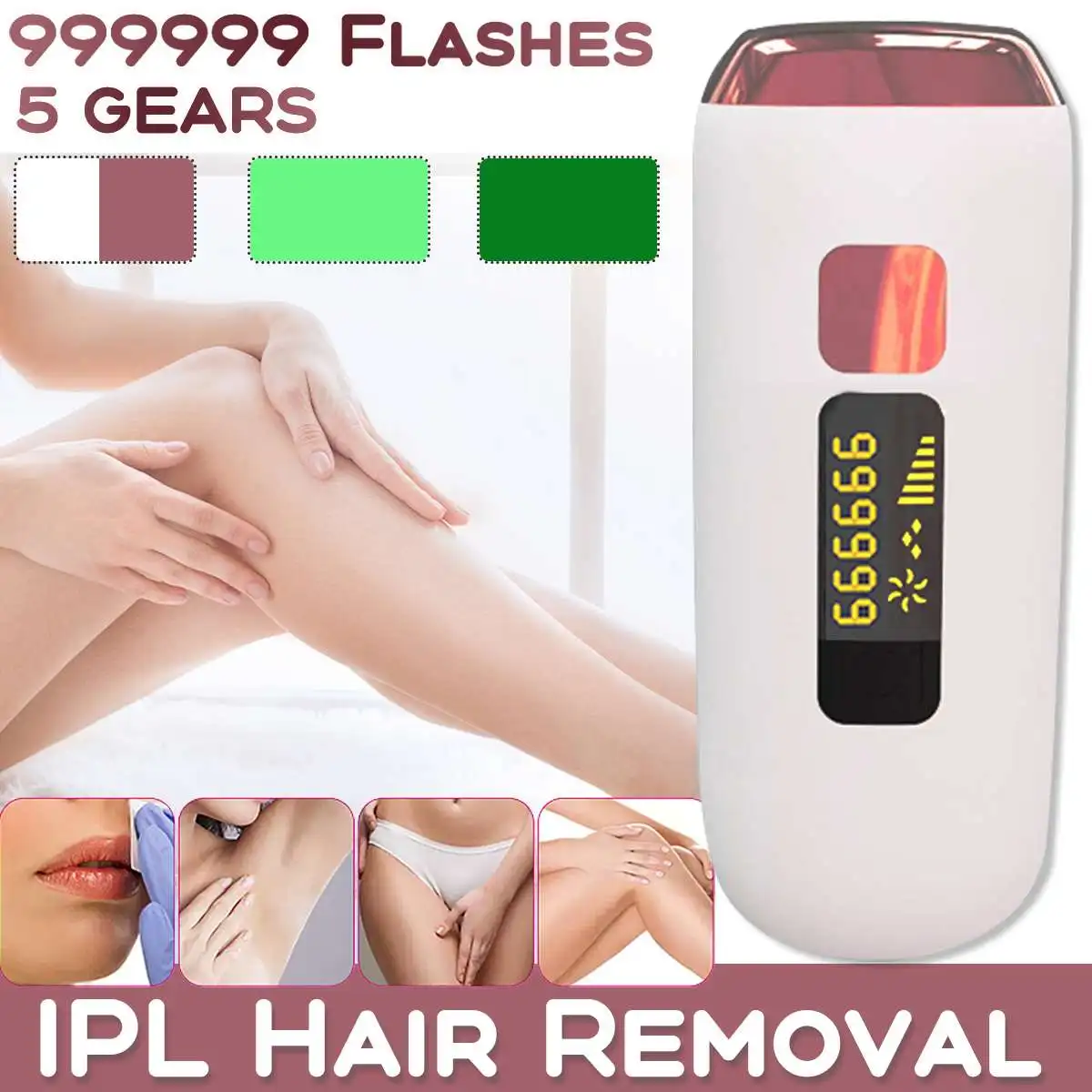 

Лазерный эпилятор для удаления волос IPL для женщин, 999999 вспышек, Перманентный безболезненный Фотоэпилятор для всего тела, портативный лазер...