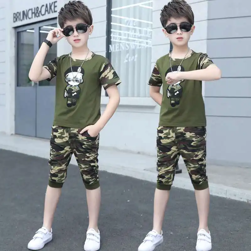Летний костюм для мальчиков Новинка 2020 красивый из двух предметов среднего и