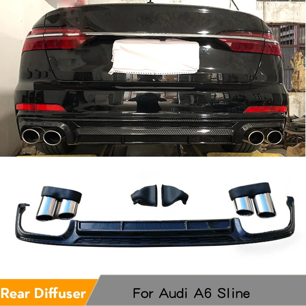 PP Диффузор для заднего бампера автомобиля спойлер Audi A6 S-line 2019 диффузор не S6 RS6 |