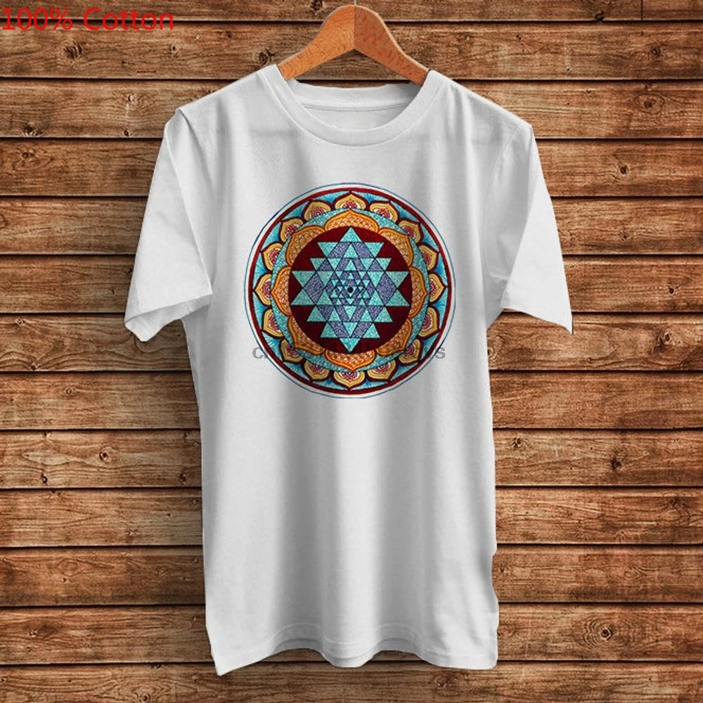 

100% Cotton Sri Yantra Mandala T Shirt Yoga Meditation Spiritual Hare Krishna Buddhist Mens Womens Unisex Tshirt