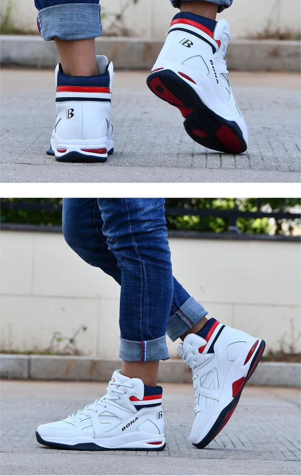 BONA Baskets Homme; коллекция года; мужские баскетбольные кроссовки из яловичного спилка; мужская обувь на плоской подошве; спортивная обувь с высоким берцем; мужские кроссовки; Zapatillas Comfy