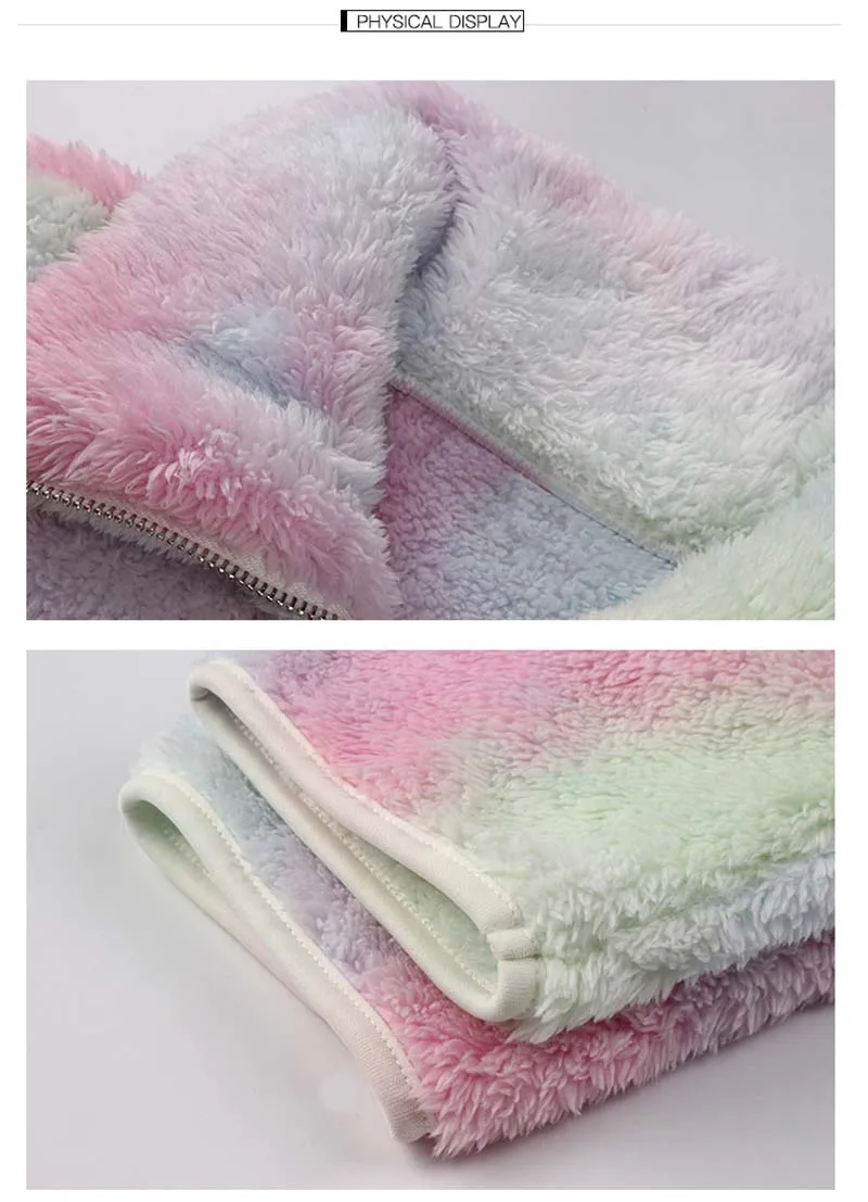 

Warm Plush Women Sweatshirt Hoodie Fashion Tie Dye Long Sleeve Turn Down Neck Winter Hooded Pullovers W632
