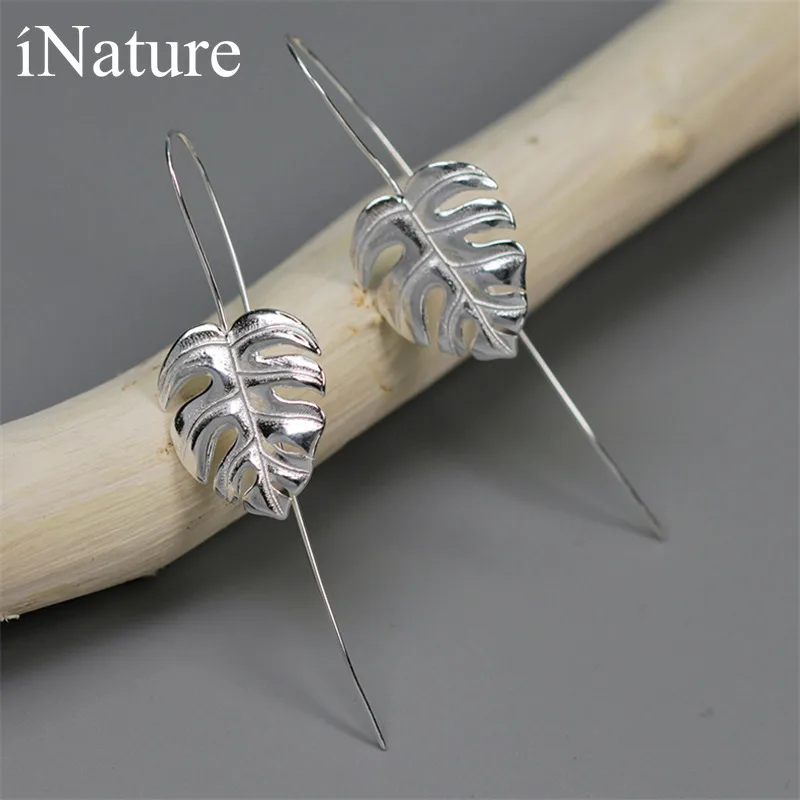 

INATURE 925 Sterling Silver Monstera Leaf Drop Earrings for Women Fashion Jewelry Accessories