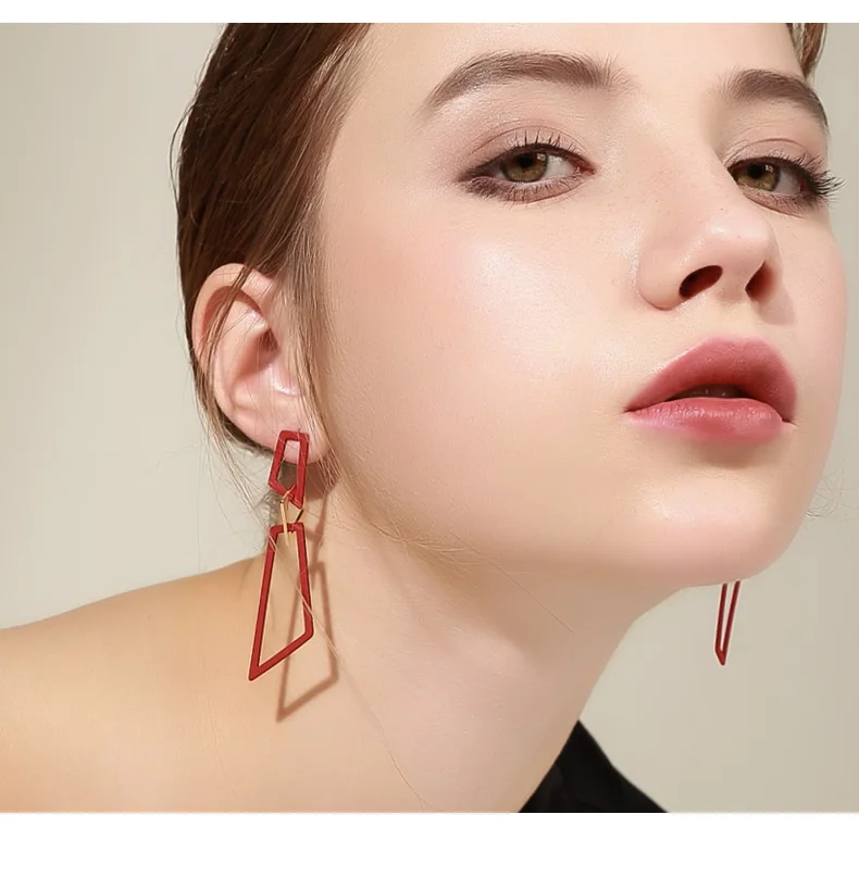 Большие серьги-кольца из сплава Необычные геометрические ювелирные изделия для