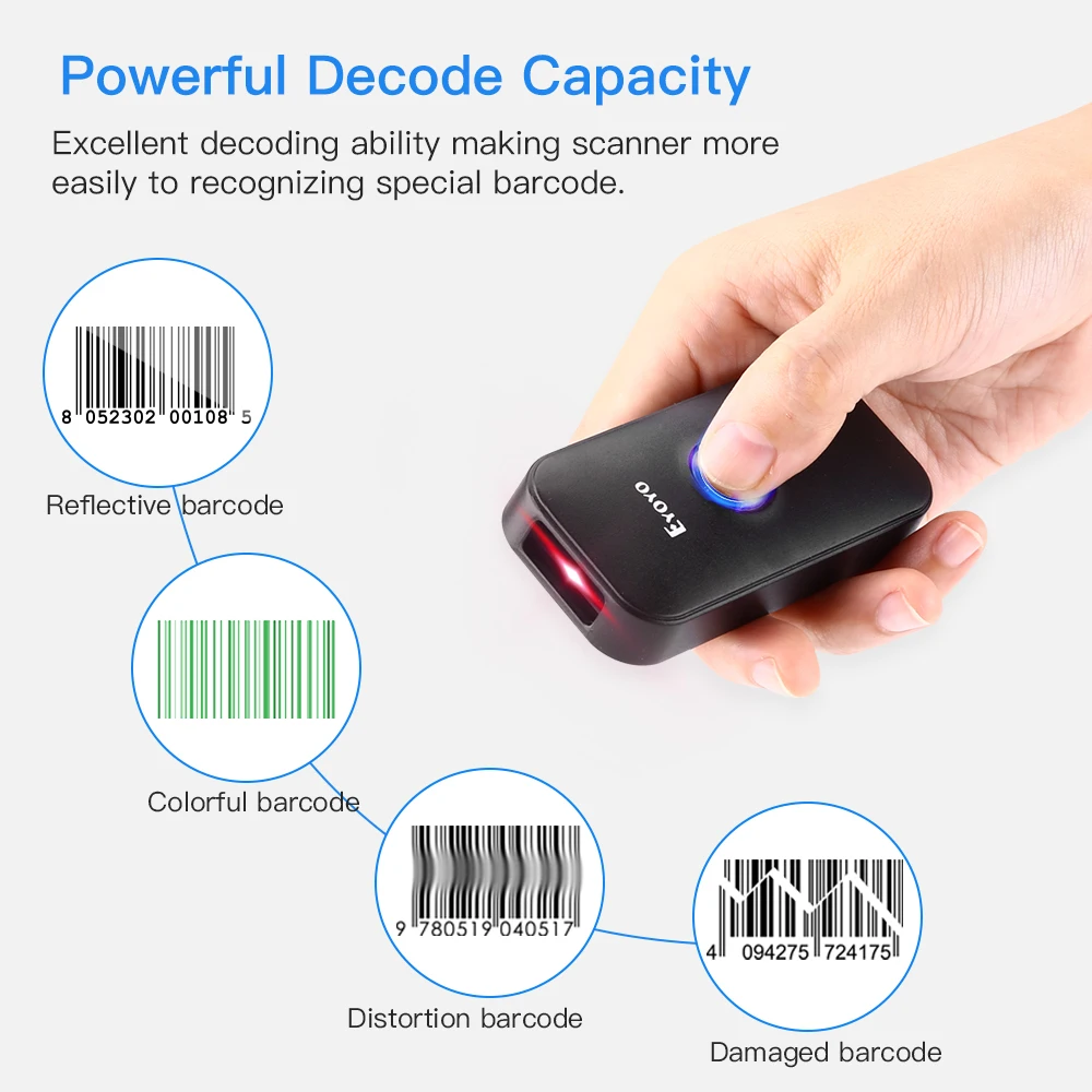 Eyoyo EY 009L портативный карманный 1D сканер штрих кода Bluetooth USB проводной и