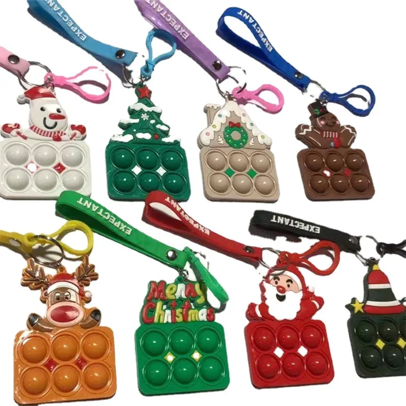 

Рождественский подарок, брелок с пузырьками, силиконовая игрушка-антистресс для взрослых и детей, сенсорные игрушки для снятия аутизма SK085