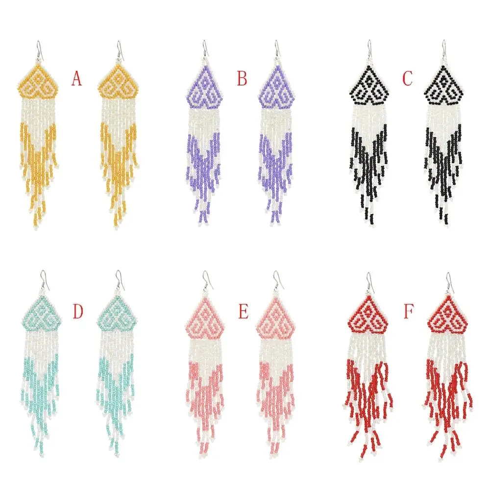 

Boho Handmade Long Tassel Resin Beads Drop Earrings For Women fashion fringe Multilayer Statement Dangle Earrings Ethnic Jewelry