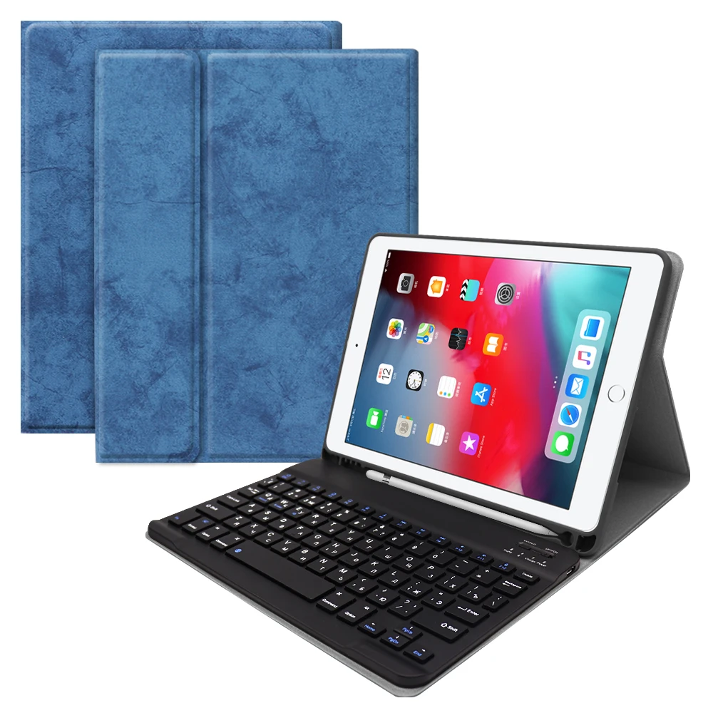 Для iPad 9 7 2018 чехол клавиатура Bluetooth W Карандаш держатель кожаный для 2017 Pro Air 2