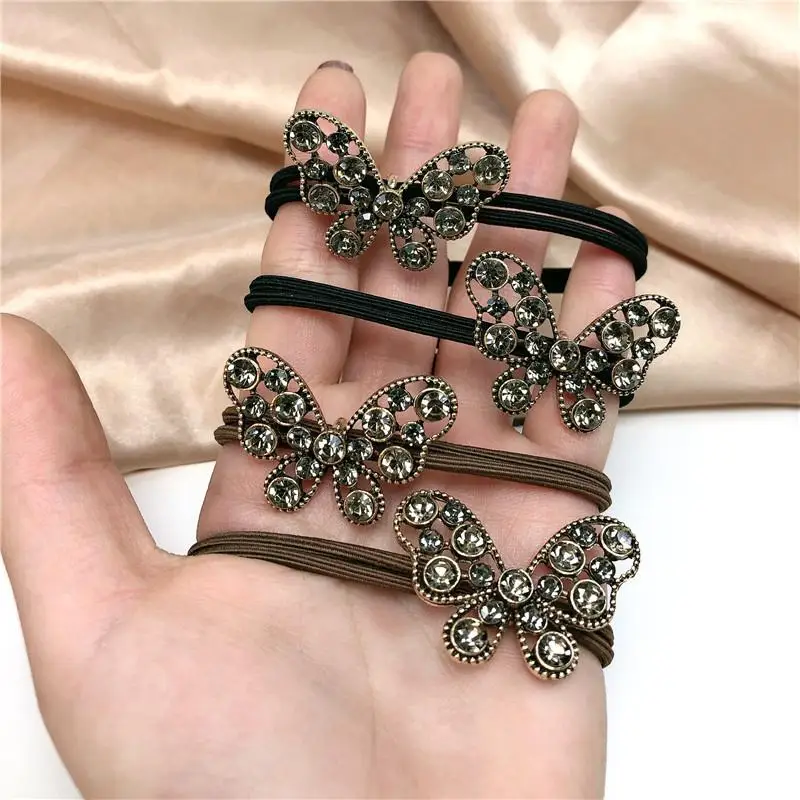 

Crystal Bow Elastic Hair Band Pearl Rhinestone Jewelry Hair Rubber Bands Rope Headbands Women Hair Accessories