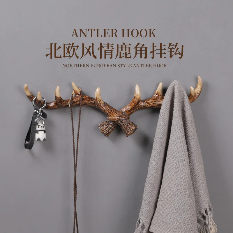 

Creative wall decoration antler hook American home personality deer head wall hanging key hook clothes hat hook