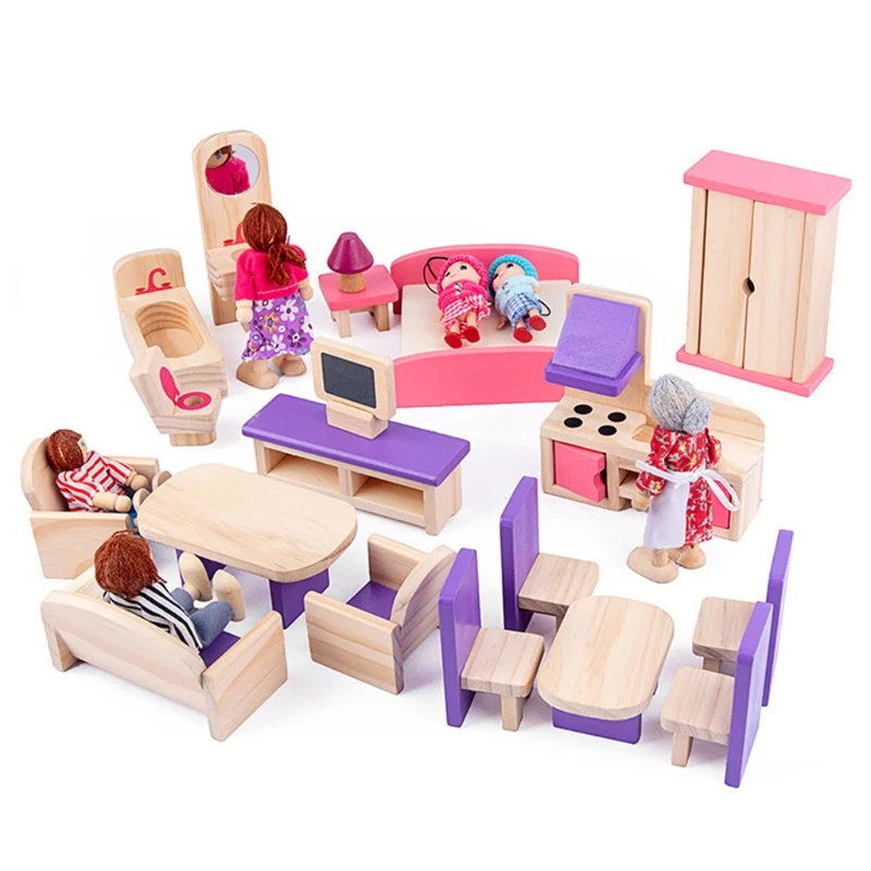 

Kids Girl Toy Miniature Furniture Play House Toy For Dolls Wooden Dollhouse Furn