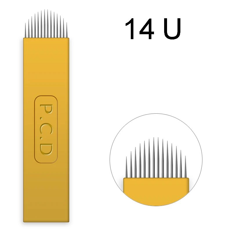 Hard Pcd 14U 500 шт. nano blade laminas микроблейдинг иглы жесткий 12/14/12u/14u для микроблейдинга вышивка Перманентный макияж машинка для бровей - Габаритные размеры: Hard Pcd 14U