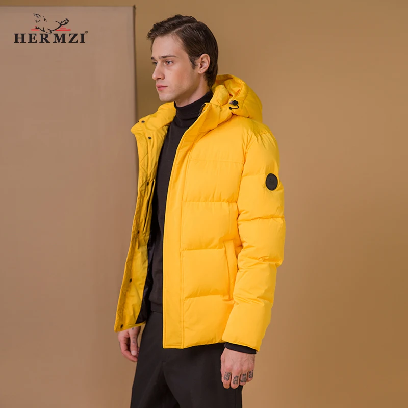 HERMZI 2020 Зимняя Куртка Мужская Пальто Мужское Зимнее Хлопок Стеганое Синтепон