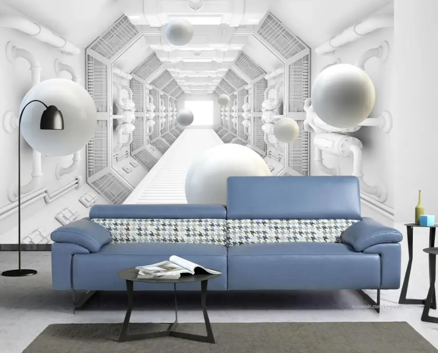 Обои стикер стереоскопическая гостиная диван ТВ фон настенная бумага спальня