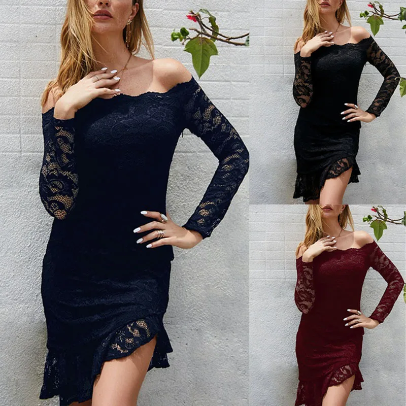 Лидер продаж женское однотонное облегающее модное платье с длинным рукавом и