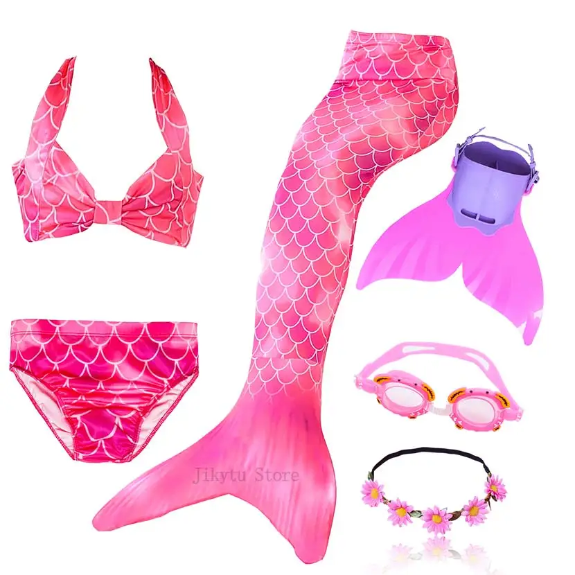 Kids Swimming Mermaid Tail Bikini Set can add with Monofin Flipper Ariel Costumes Cosplay Swimsuit Bathing Suit for Girls
