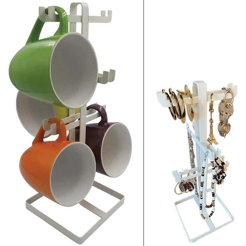 Coffee Mug/Cup Tree Stand- Wine Glass/Jewelry Organizer-White Metal | Дом и сад