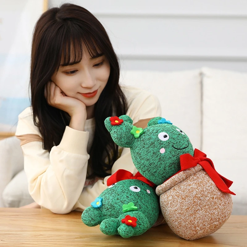 

Cute Face Pack Doll Girl Heart Korean Cactus Hand-held Potted Toy Warm Present for Home Decoration Kids Playing