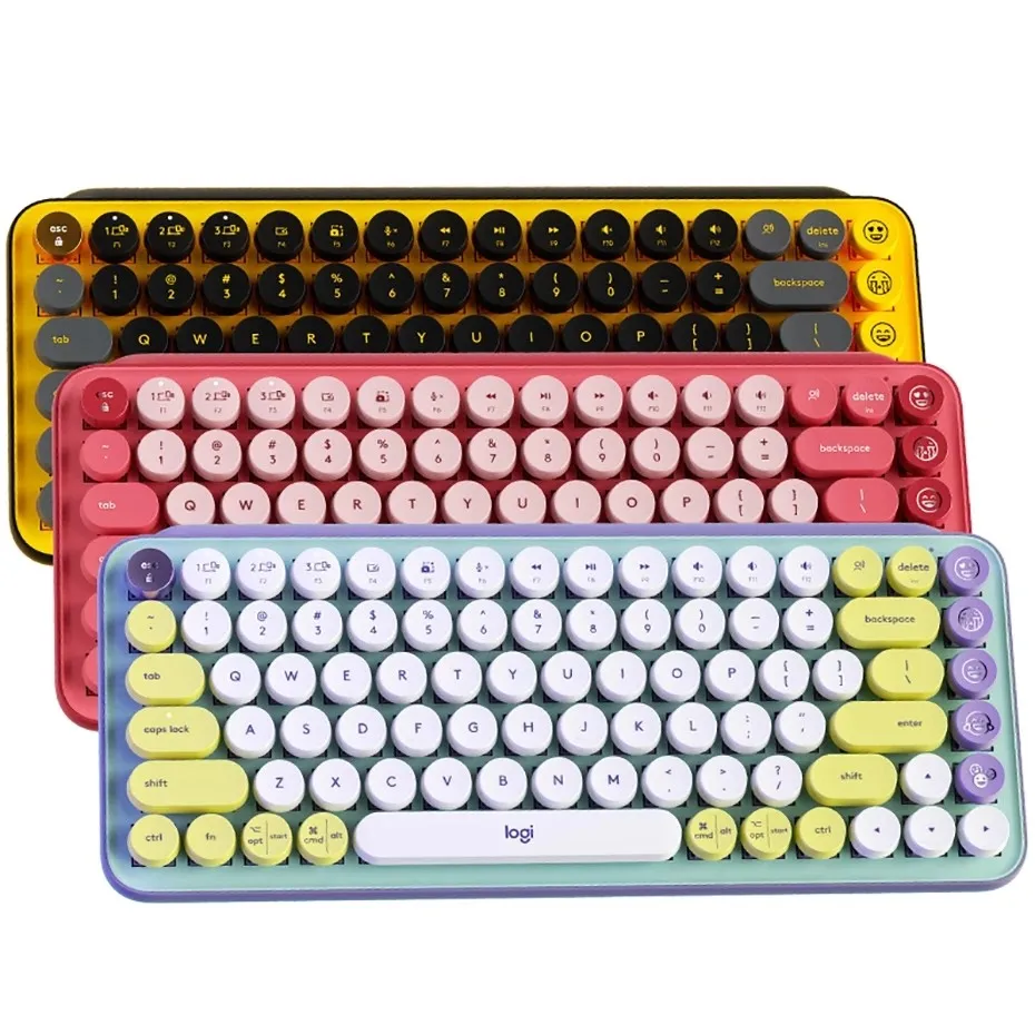 logitech pop keys wireless gaming mechanical keyboard colorful macaron office keyboard ttc axis custom emoj button game keyboard free global shipping