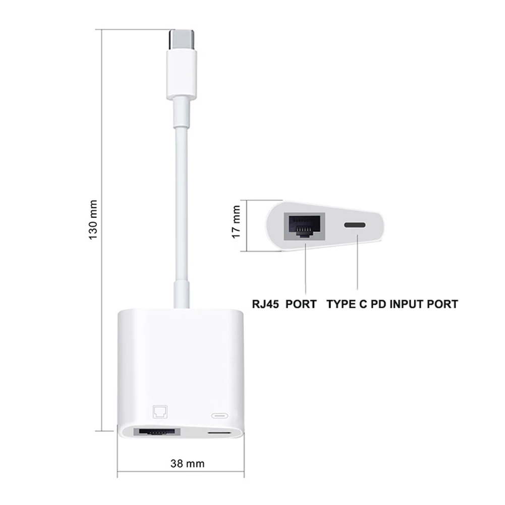 

Док-станция с 2 портами типа C и RJ45, док-станция с 2 портами типа C, адаптер Ethernet Lan для ноутбука, Mac, IOS, Android, ПК