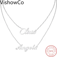vishowco custom name necklace 925 sterling silver choker personalized two names necklace jewelry for womens gift