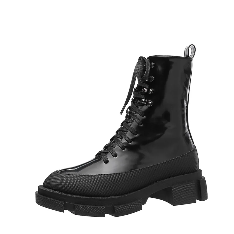 Известный пряжкой и заклепками на платформе Обувь Челси Для женщин толстой