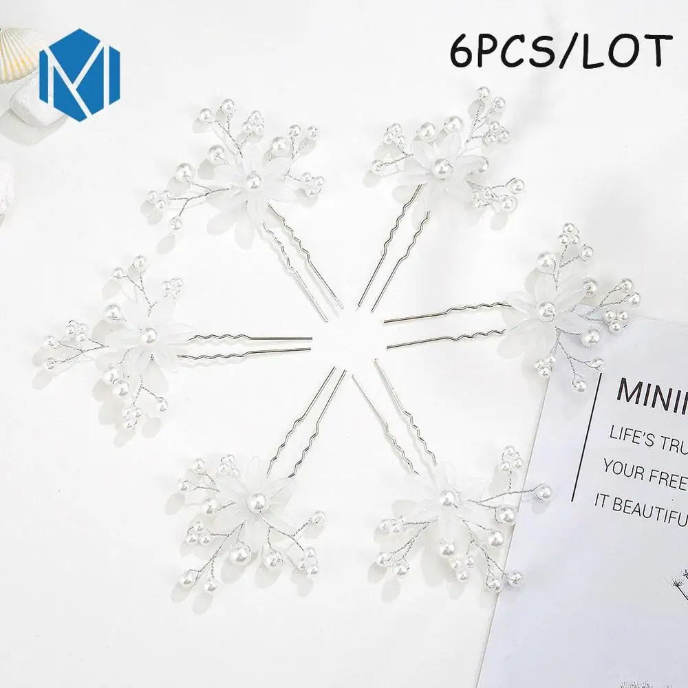 6PCS-Style D-White М мизм свадебные цветочные палочки для волос жемчужные заколки для волос шпильки для девочек расчески для волос праздничные свадебные аксессуары для волос невесты - Цвет: 6PCS-Style D-White