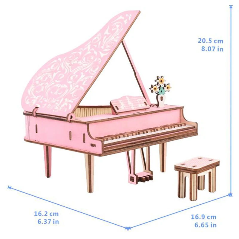 

Children Educational Toys Boys Girls DIY Handmade Puzzle Materials Piano Modeling Wooden Three-dimensional Jigsaw Puzzles