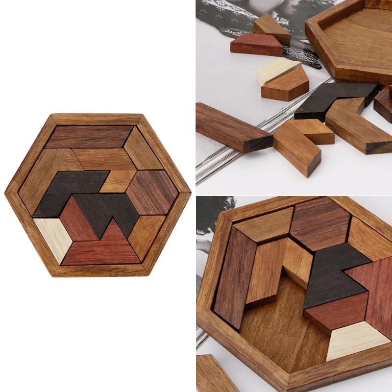 

3D Chinese Wooden Puzzle Game Chexagon Model Brain Teaser Jigsaw Building Blocks GXMB