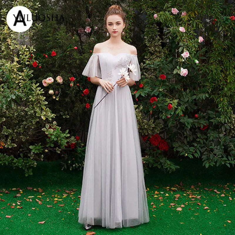 YULUOSHA платье подружки невесты Длинные вечерние свадебные платья без рукавов