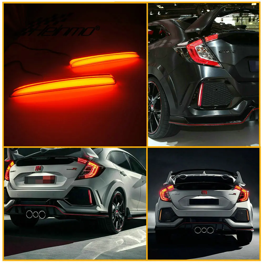 

For Honda Civic Hatchback Type Prototype 2016 2017 2018 2019 Car LED Rear Bumper Reflector Auto Brake Turn Signal Backbar Light