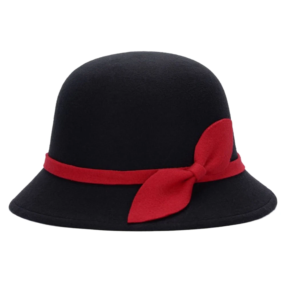 Милые модные женские фетровые шляпы из искусственной шерсти с бантом Дерби