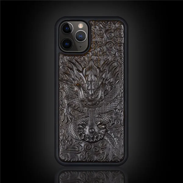 Color 1 3D резной деревянный ящик для iPhone 11 чехол Роскошный Ebony 11 Pro задняя крышка Силиконовый ТПУ чехол для iPhone 11 Pro Max чехол 11 Pro Funda - Цвет: Color 1